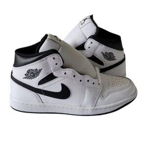 Nike Air Jordan 1 Mid White Black Men's Size 8.5